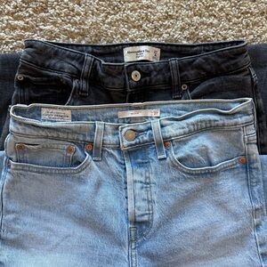 Size 4/27 Denim Jeans Bundle- Abercrombie Washed Black, Levi’s Wedgie Light Blue